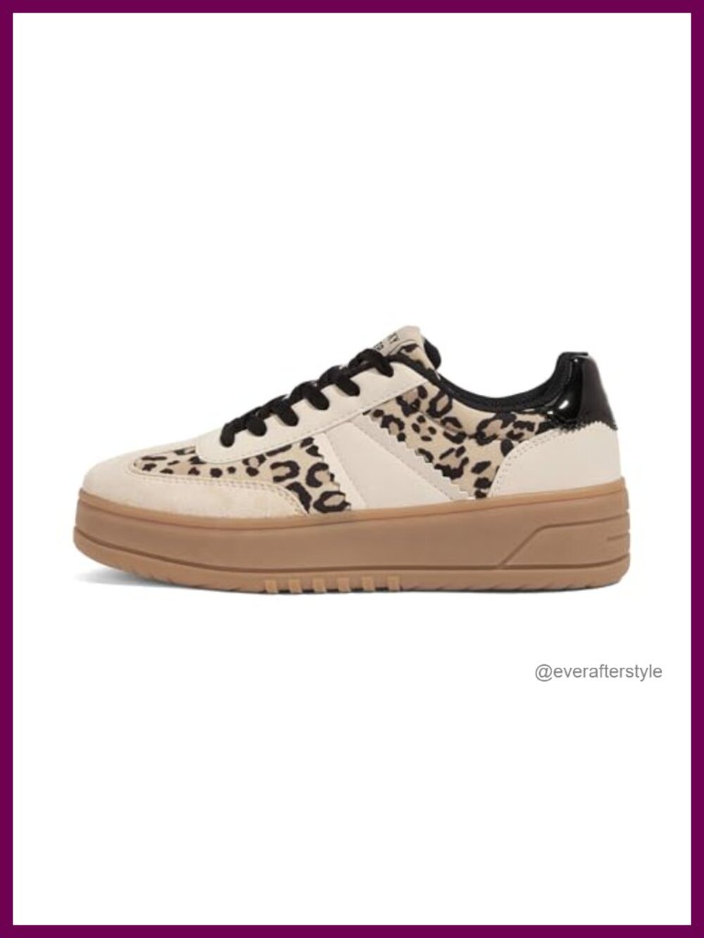 Lace Up Platform Sneakers Faux Leather Comfort Casual Walking Shoes